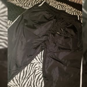 BLACK CONTRAST TRACK STRIPE SHELL JOGGERS